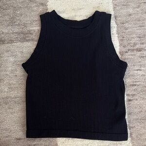 Aura Midnight Black Ribbed Sleeveless Top